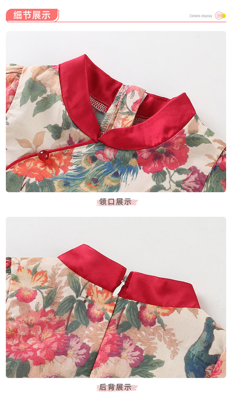 Girls' Cheongsam Summer Chinese Style Children's Cheongsam 25 Summer New Girls' New Chinese Style Dress Improved Cheongsam Summer