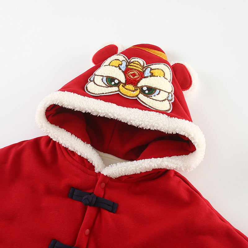 Children's cape winter plus velvet baby cape Chinese lion cape winter baby clothes Chinese New Year